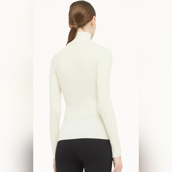 Wolford The Merino Fine Rib Top Long Sleeves Size Small In Ecrue - Picture 7 of 7